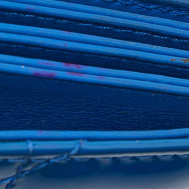 مملوكة مسبقًا Dior Blue Cannage Patent Leather 5 Gusset Card Holder