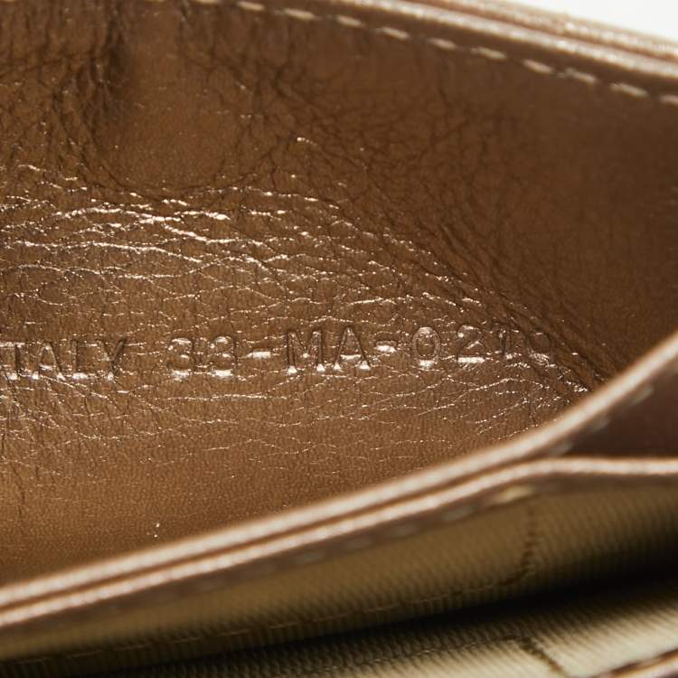 Pre Owned Dior Metallic Cannage Leather Lady Dior 5 Gusset Card Holder