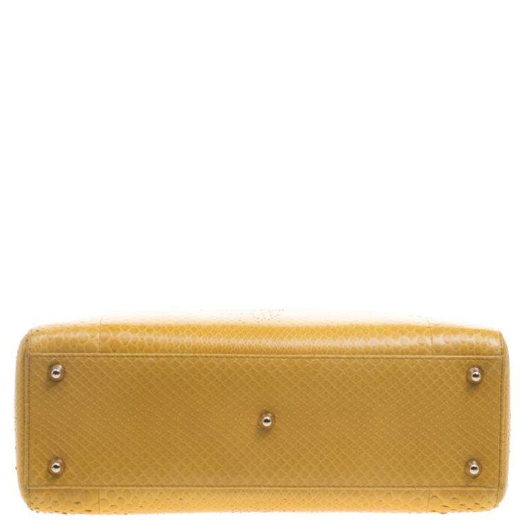Pre Owned Dior Yellow Python Large Lady Dior Tote