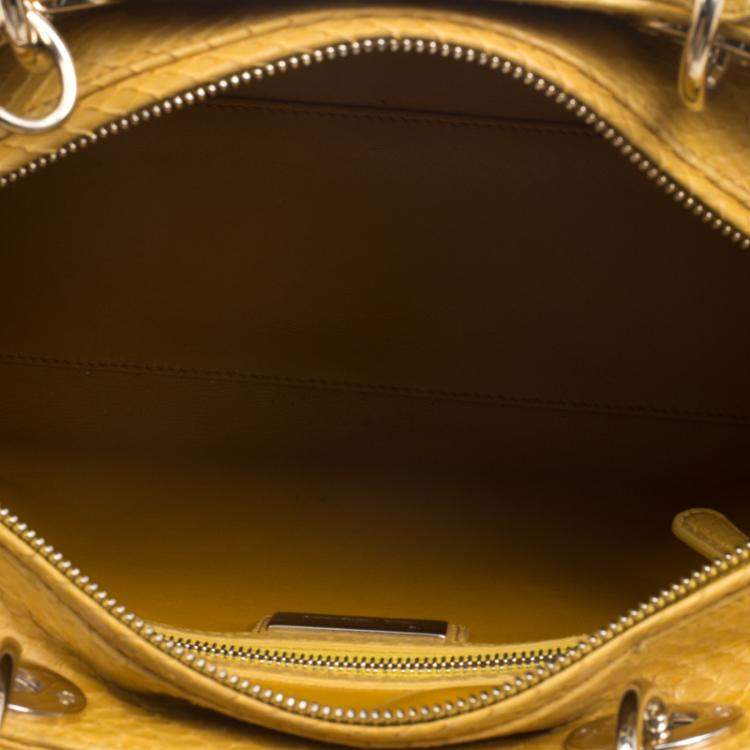 Pre Owned Dior Yellow Python Large Lady Dior Tote