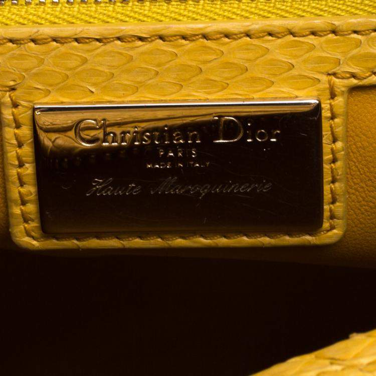 Pre Owned Dior Yellow Python Large Lady Dior Tote