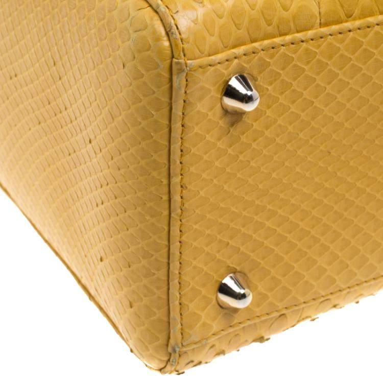 Pre Owned Dior Yellow Python Large Lady Dior Tote