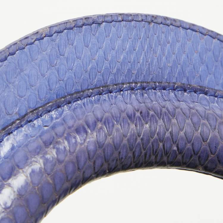 Pre Owned Dior Blue Snakeskin Mini Lady Dior Tote