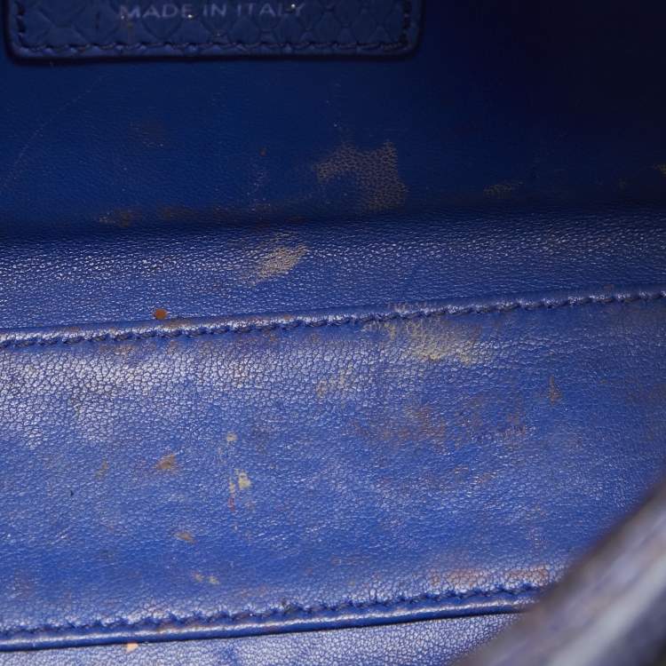 Pre Owned Dior Blue Snakeskin Mini Lady Dior Tote