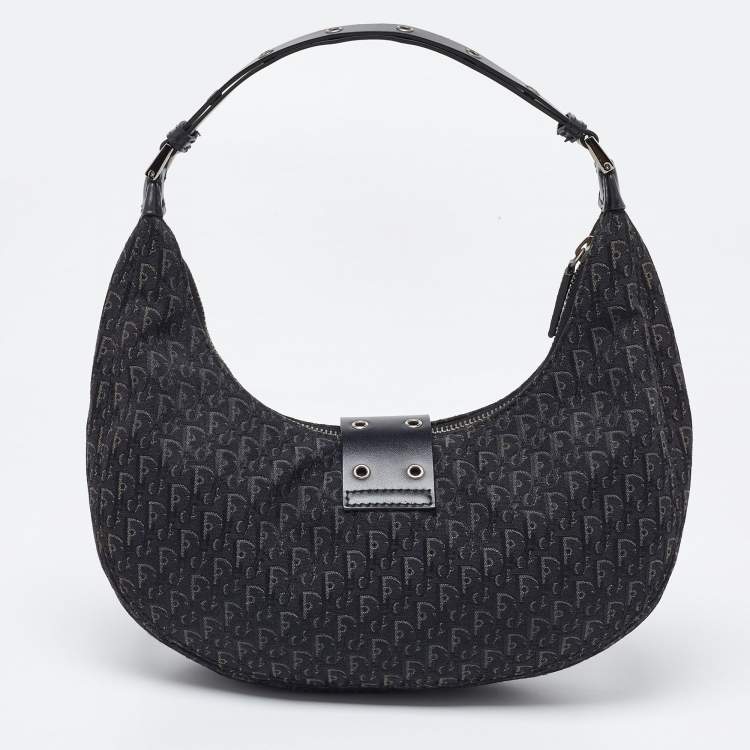 Pre Owned Dior Black/Grey Oblique Canvas and Leather Street Chic Hobo