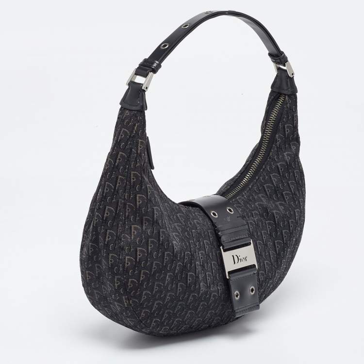 Pre Owned Dior Black/Grey Oblique Canvas and Leather Street Chic Hobo