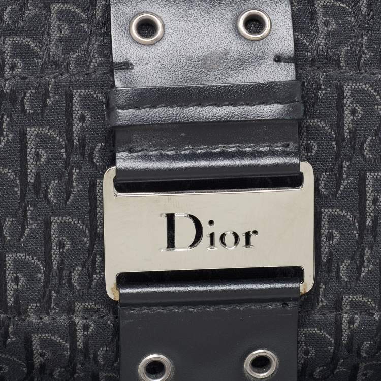 Pre Owned Dior Black/Grey Oblique Canvas and Leather Street Chic Hobo