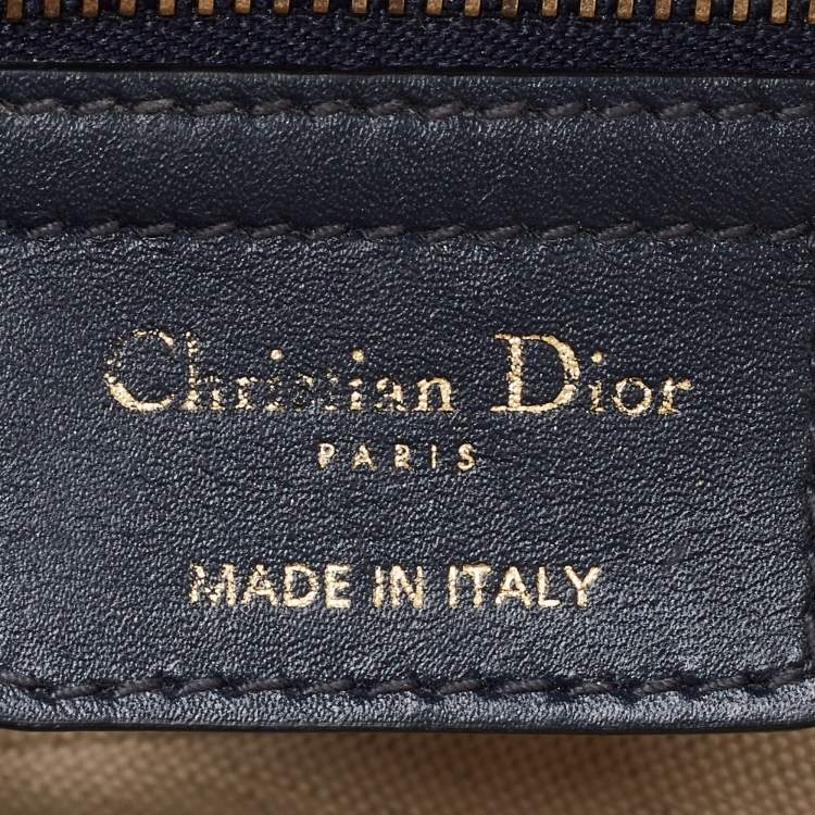 Pre Owned Dior Blue Oblique Canvas and Leather Saddle Bag