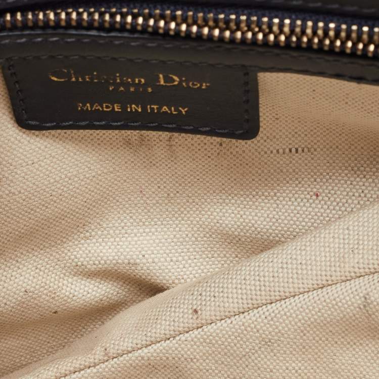 Pre Owned Dior Blue Oblique Canvas and Leather Saddle Bag