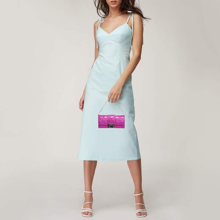 Pre Owned Dior Pink Cannage Leather Miss Dior Wallet on Chain