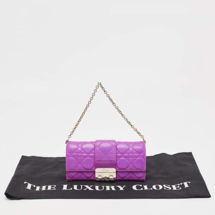 Pre Owned Dior Pink Cannage Leather Miss Dior Wallet on Chain