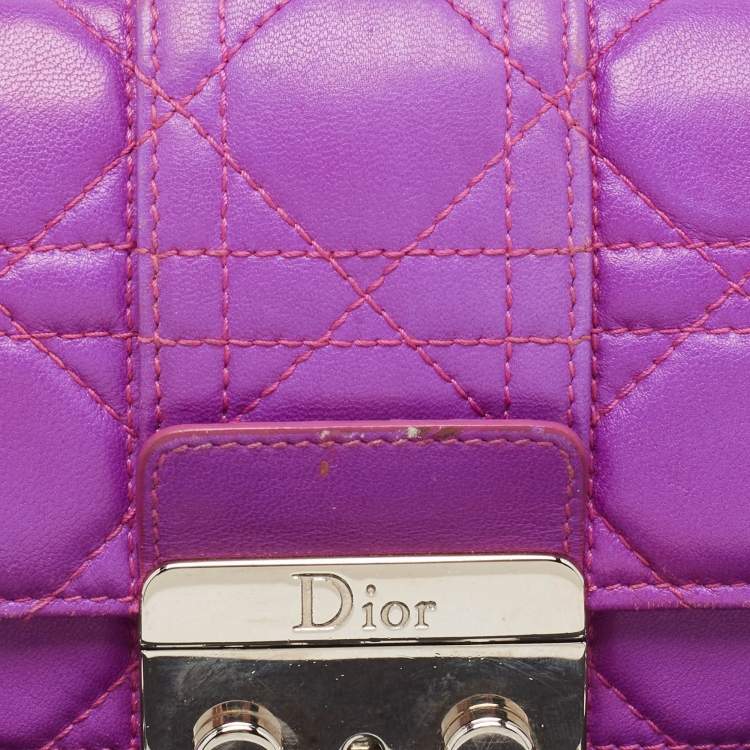 Pre Owned Dior Pink Cannage Leather Miss Dior Wallet on Chain