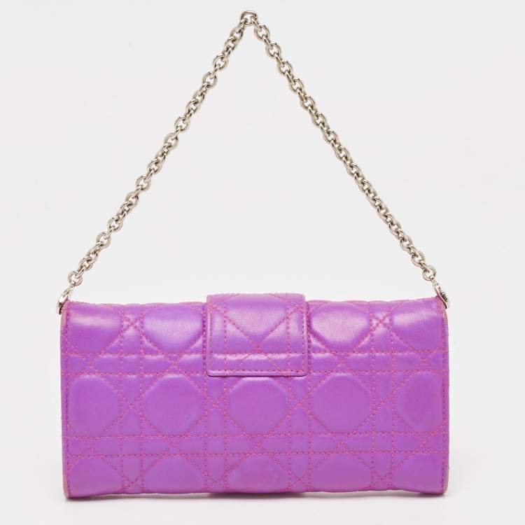 Pre Owned Dior Pink Cannage Leather Miss Dior Wallet on Chain