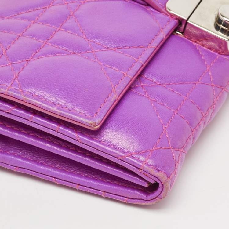 Pre Owned Dior Pink Cannage Leather Miss Dior Wallet on Chain