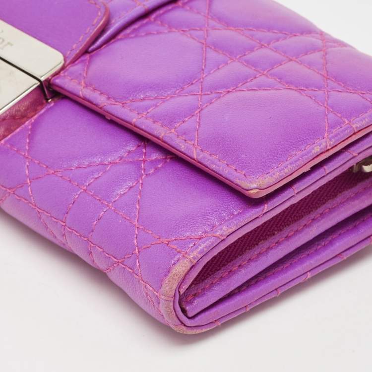 Pre Owned Dior Pink Cannage Leather Miss Dior Wallet on Chain