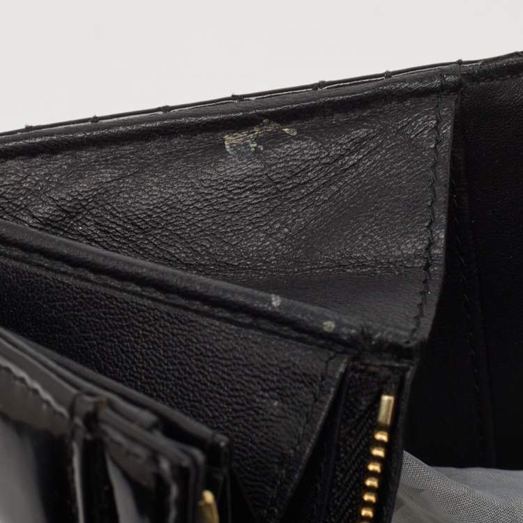 Pre Owned Dior Black Cannage Patent Leather Lady Dior Wallet on Chain