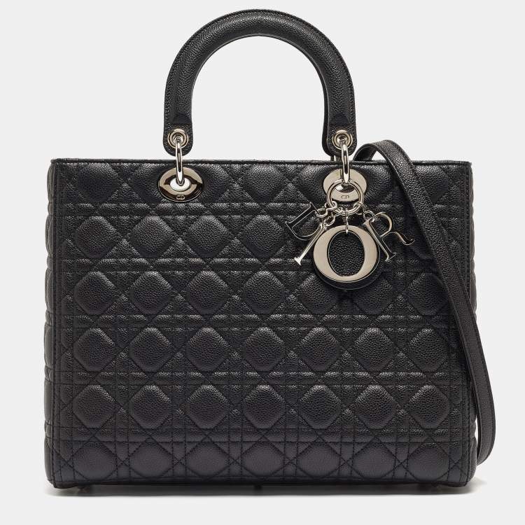 Dior Black Cannage Leather Large Lady Dior Tote Dior | The Luxury Closet