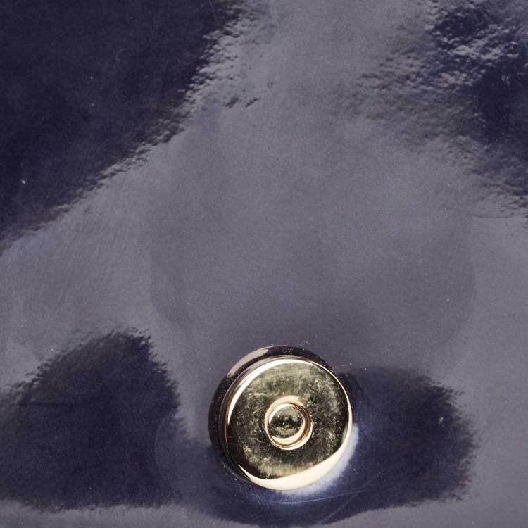 Pre Owned Dior Navy Blue Patent Leather Diorama Wallet on Chain