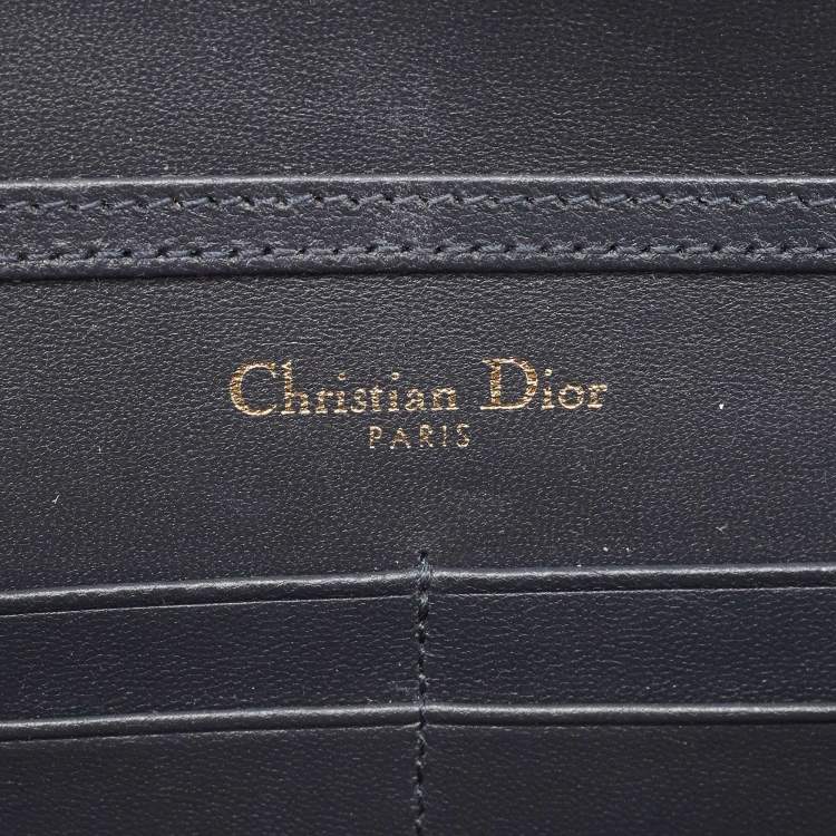 Pre Owned Dior Navy Blue Patent Leather Diorama Wallet on Chain
