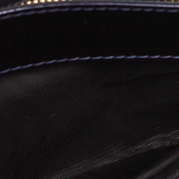 Pre Owned Dior Navy Blue Patent Leather Diorama Wallet on Chain