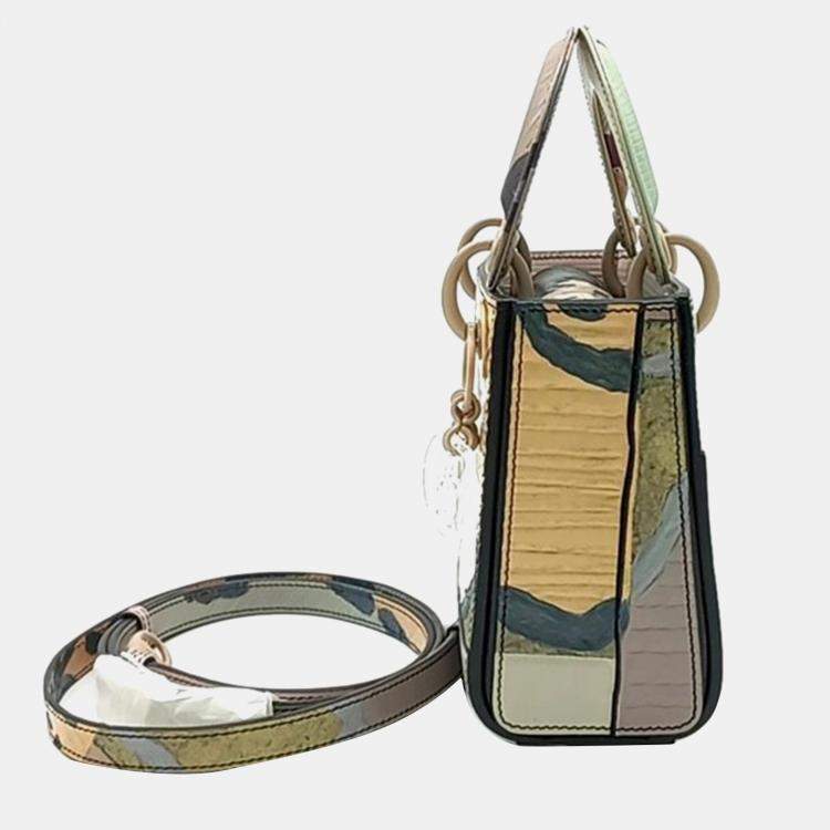 Pre Owned Dior Mulicolor Leather Mini Lady Dior Tote Bag