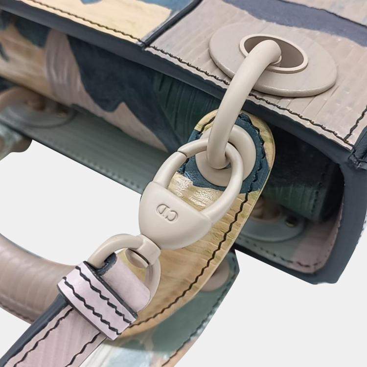 Pre Owned Dior Mulicolor Leather Mini Lady Dior Tote Bag