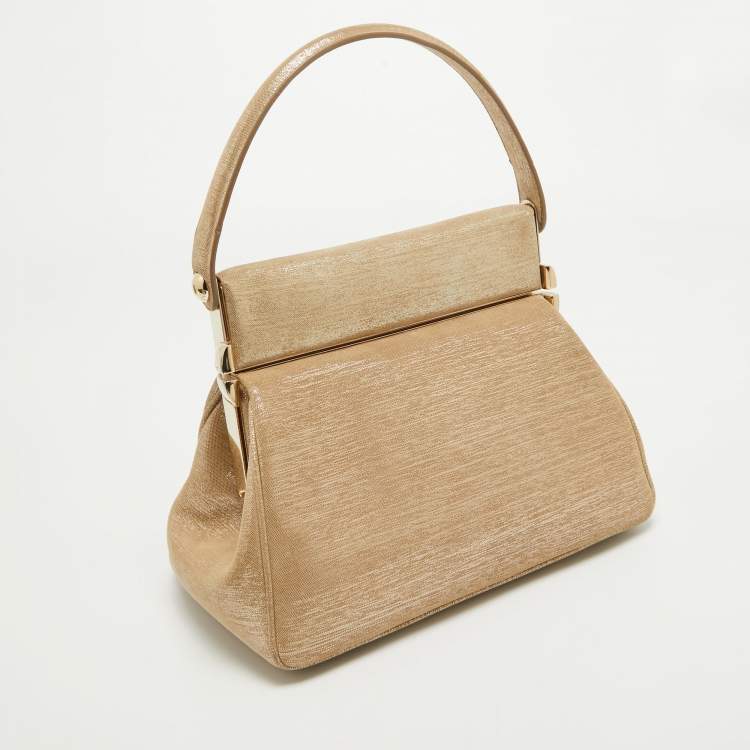 Pre Owned Dior Gold Metallic Suede Babe Vanity Top Handle Bag