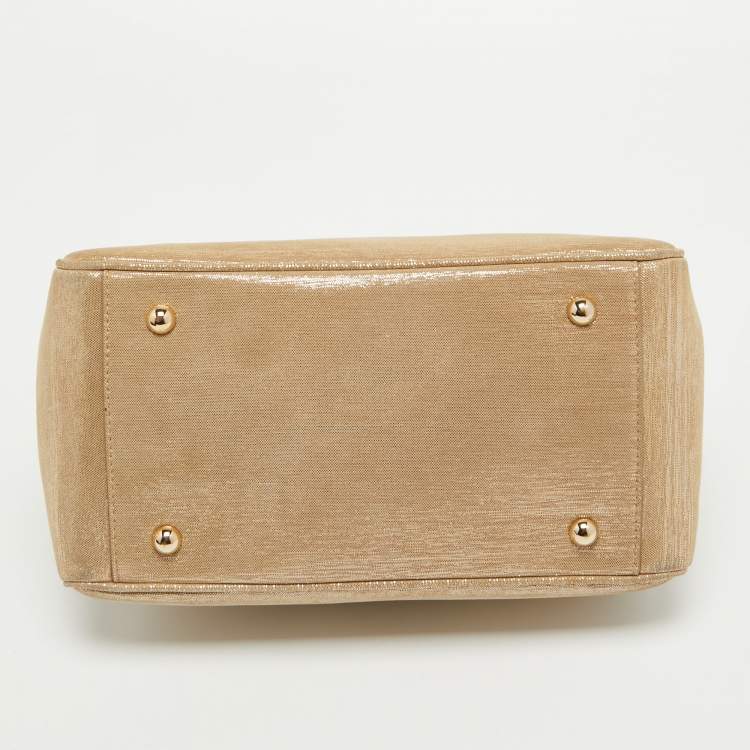Pre Owned Dior Gold Metallic Suede Babe Vanity Top Handle Bag