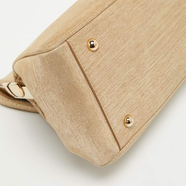 Pre Owned Dior Gold Metallic Suede Babe Vanity Top Handle Bag