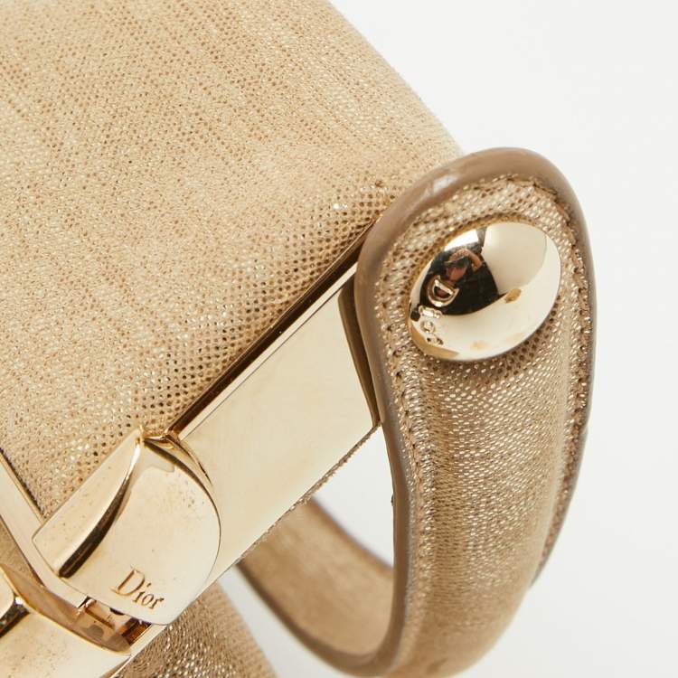 Pre Owned Dior Gold Metallic Suede Babe Vanity Top Handle Bag