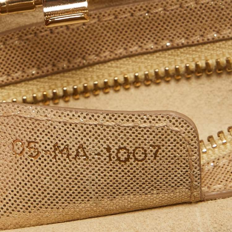 Pre Owned Dior Gold Metallic Suede Babe Vanity Top Handle Bag