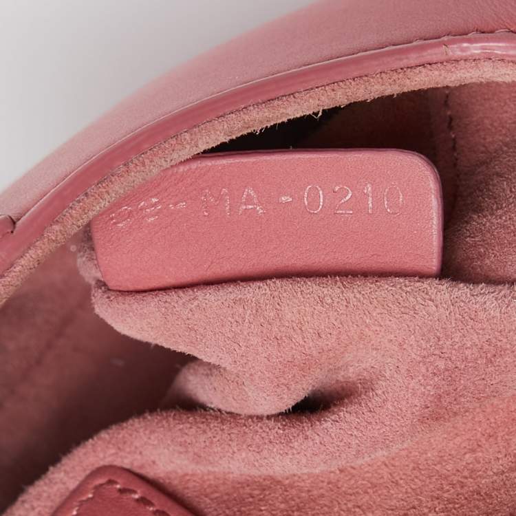 Pre Owned Dior Pink Leather Mini Saddle Bag