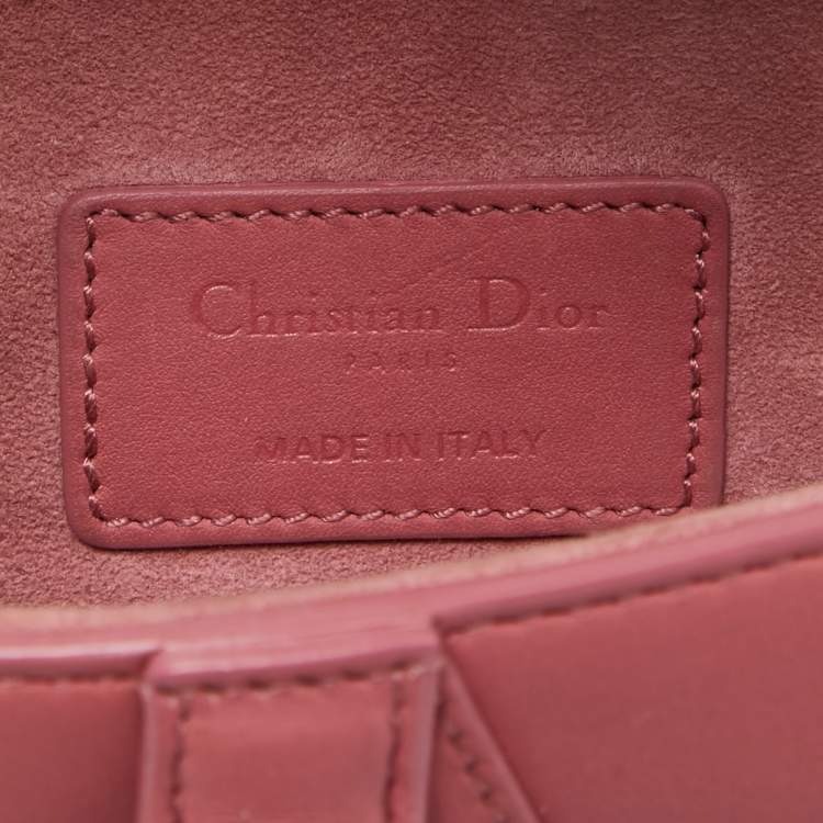 Pre Owned Dior Pink Leather Mini Saddle Bag