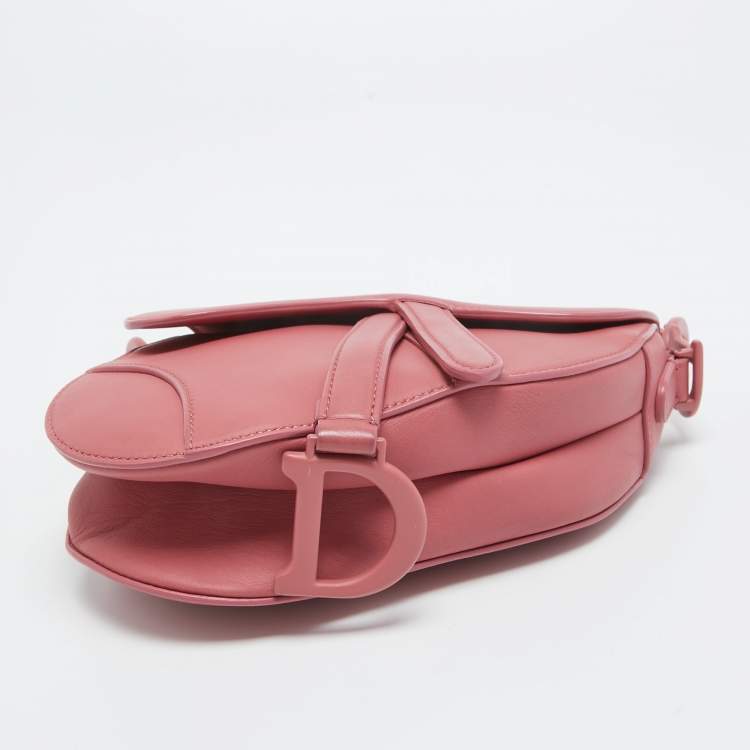 Pre Owned Dior Pink Leather Mini Saddle Bag