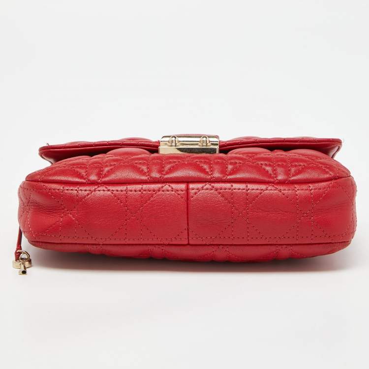 Pre Owned Dior Red Cannage Leather Miss Dior Promenade Chain Clutch