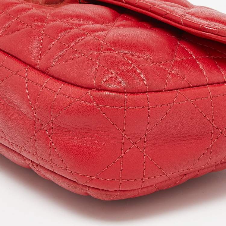 Pre Owned Dior Red Cannage Leather Miss Dior Promenade Chain Clutch