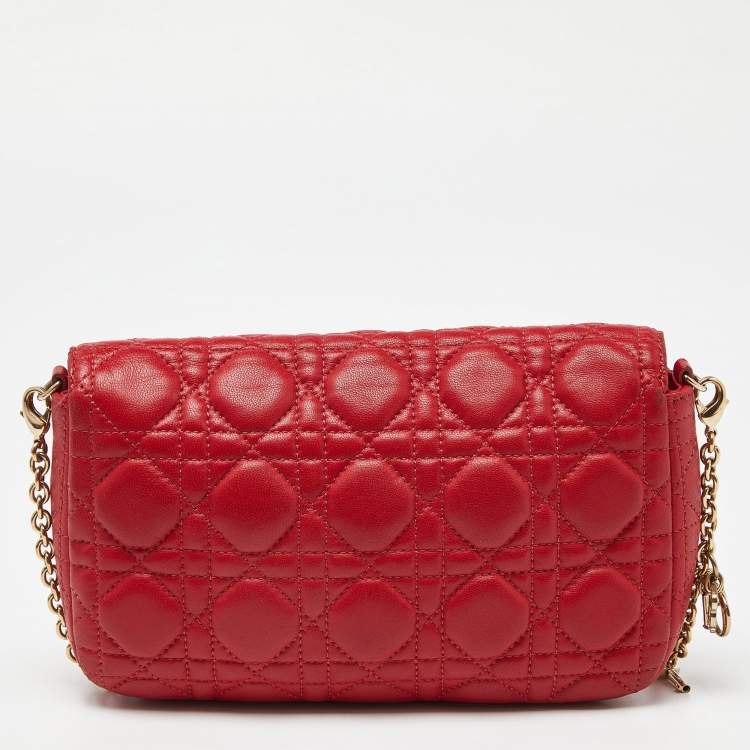 Pre Owned Dior Red Cannage Leather Miss Dior Promenade Chain Clutch