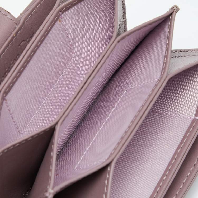 Pre Owned Dior Old Rose Cannage Patent Leather Lady Dior 5 Gusset Card Holder
