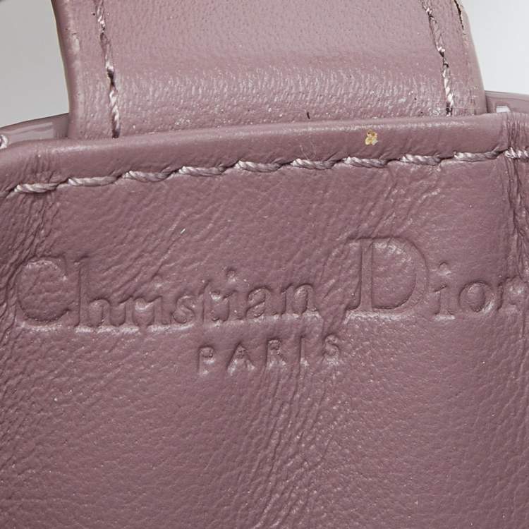 Pre Owned Dior Old Rose Cannage Patent Leather Lady Dior 5 Gusset Card Holder