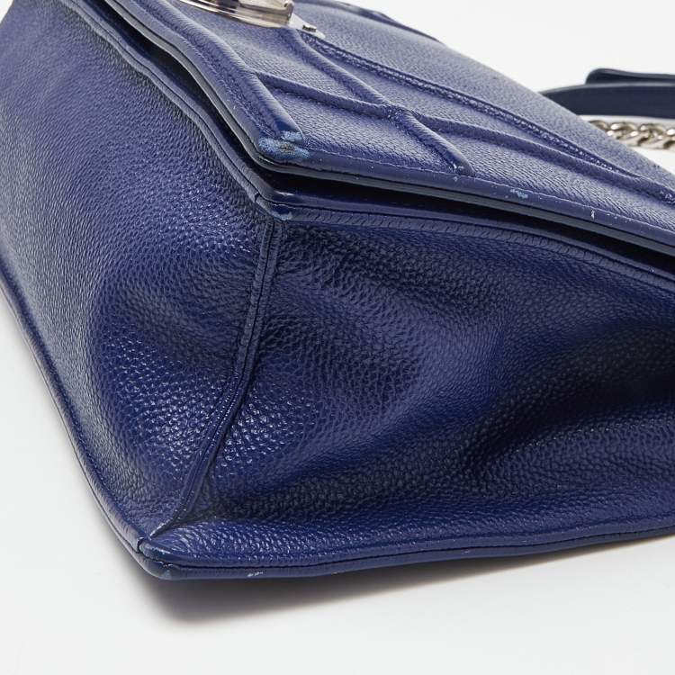 Pre Owned Dior Blue Leather Medium Diorama Flap Shoulder Bag