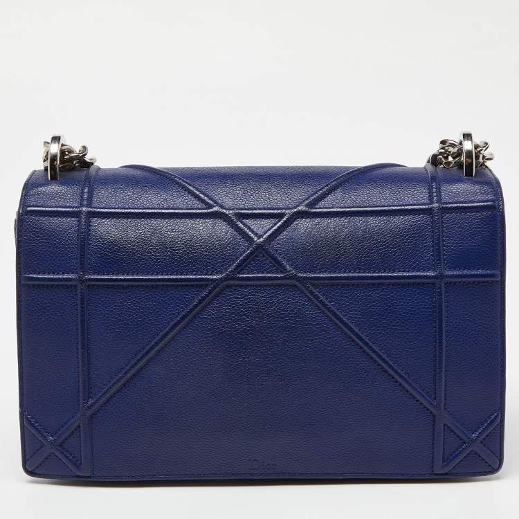 Pre Owned Dior Blue Leather Medium Diorama Flap Shoulder Bag