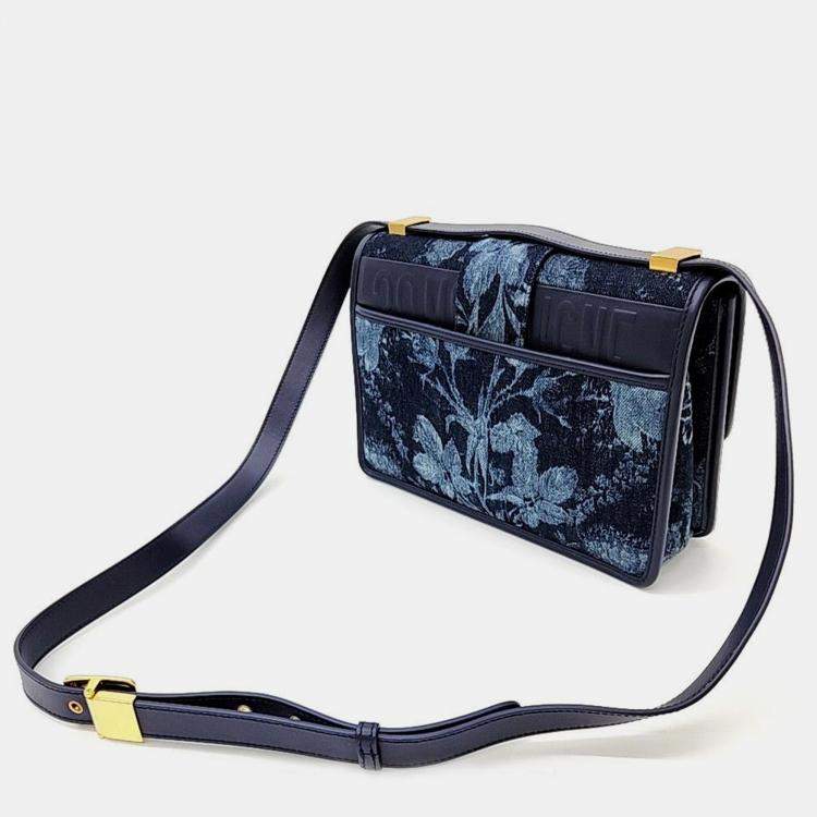 Pre Owned Christian Dior 30 Blue Canvas Montaigne Flowers Shoulder Bag