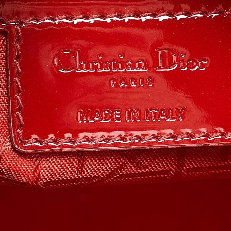 مملوكة مسبقًا Dior Red Cannage Patent Leather Large Lady Dior Tote