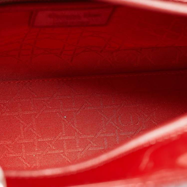 مملوكة مسبقًا Dior Red Cannage Patent Leather Large Lady Dior Tote