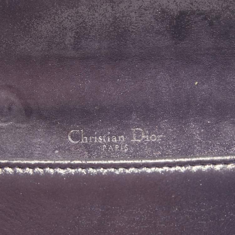 Pre Owned Dior Purple Iridescent Leather Diorama Wallet on Chain