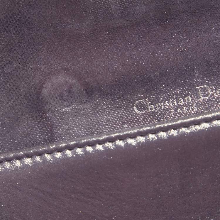 Pre Owned Dior Purple Iridescent Leather Diorama Wallet on Chain