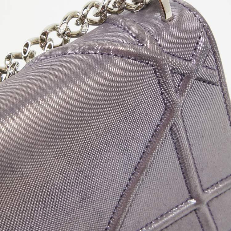 Pre Owned Dior Purple Iridescent Leather Diorama Wallet on Chain