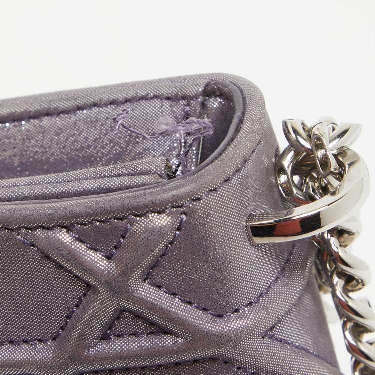 Pre Owned Dior Purple Iridescent Leather Diorama Wallet on Chain