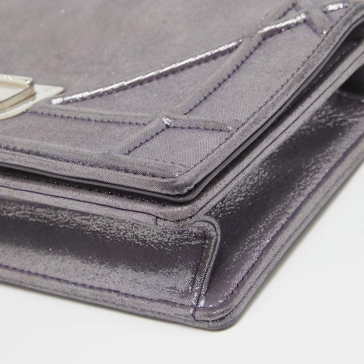 Pre Owned Dior Purple Iridescent Leather Diorama Wallet on Chain