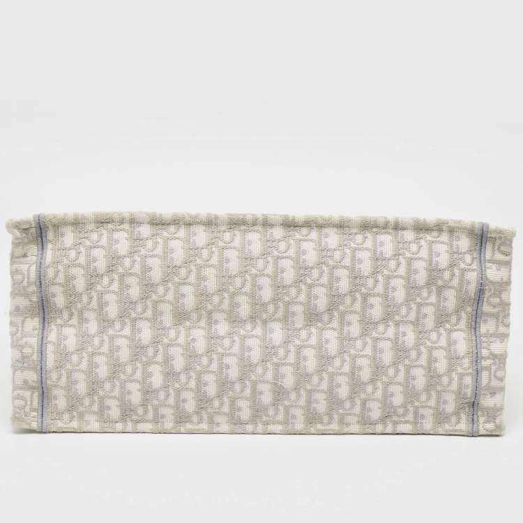 Pre Owned Dior Grey Oblique Embroidered Canvas Large Book Tote